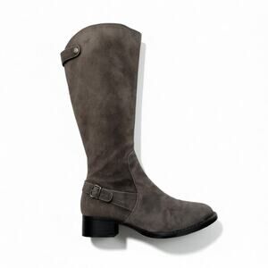 Born Basil Leather Suede Gray Knee High Riding Boots Side Zip Buckle Size 9M